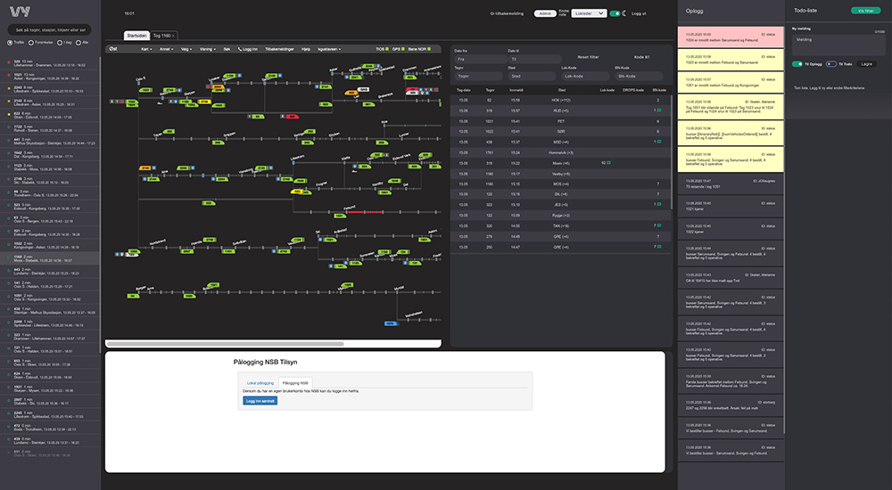 Dashboardet VY skjermbilde